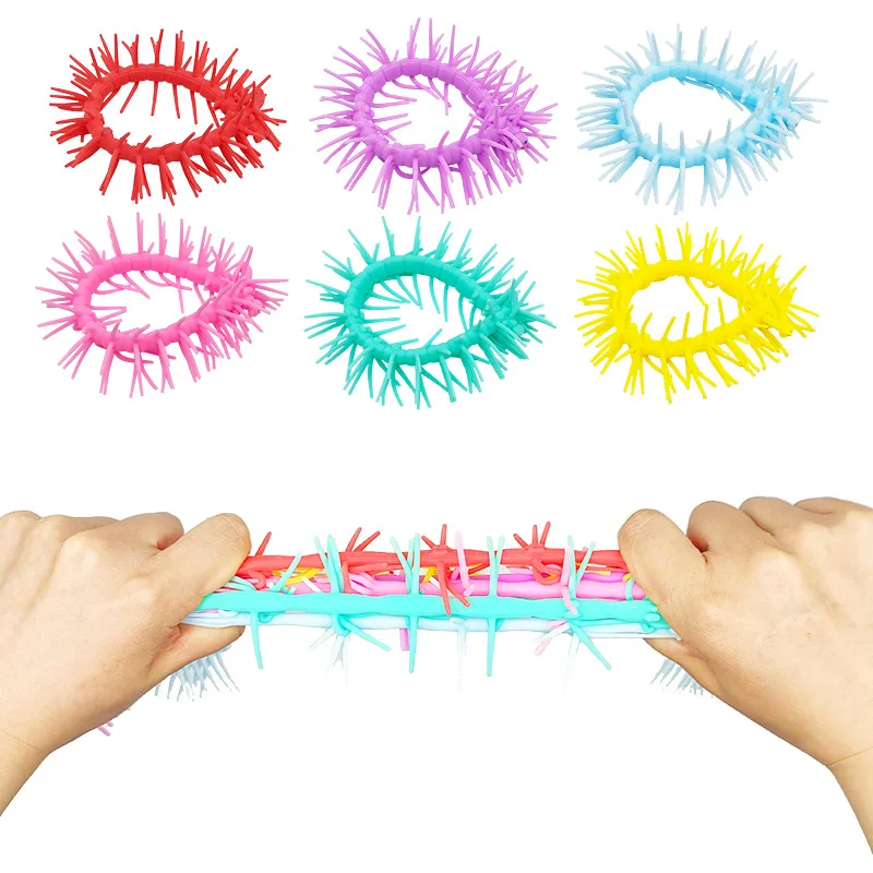 5 ชิ้นการ์ตูน Polypod Centipede สร้อยข้อมือของเล่นเด็ก TRP ตลกน่ารักก๋วยเตี๋ยวเชือกเด็ก Wacky ความเครียดบรรเทาสร้อยข้อมือของเล่น