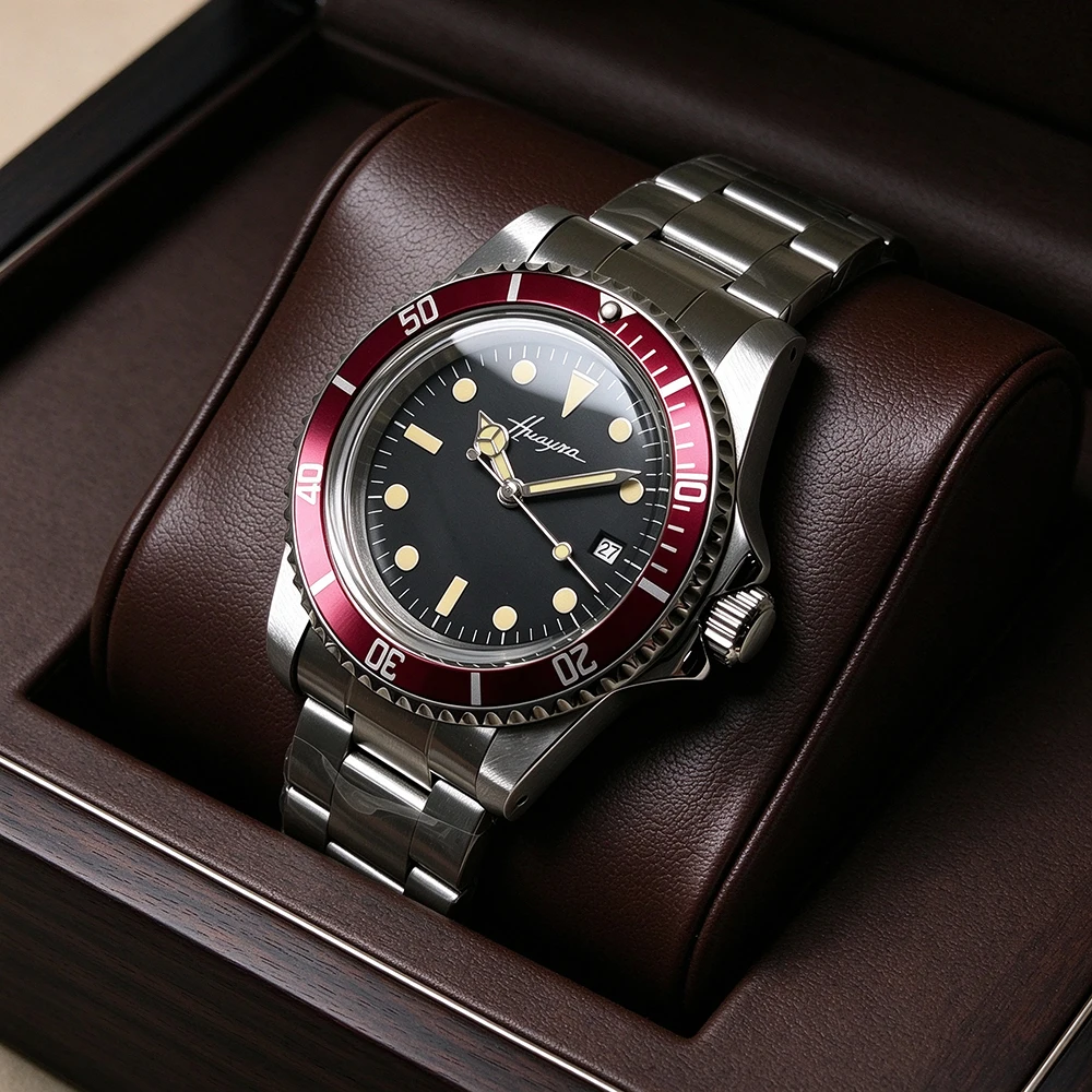 39.5mm Black Dial Retro Men's Mechanical Watch 8215/1612 Movement Automatic Winding Waterproof Stainless Steel Rotate Bezel