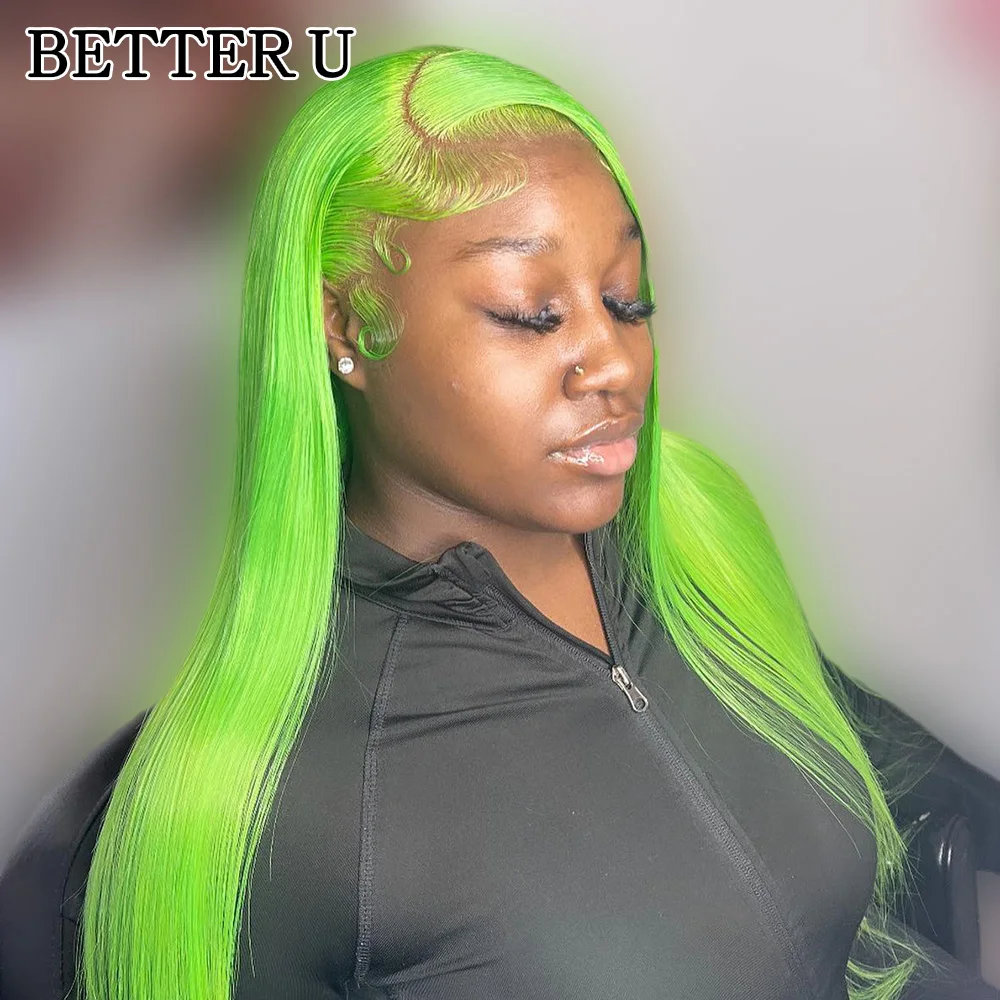 13x4 Green Transparent Lace Frontal Wig Human Hair Preplucked Wigs For Women Straight 613 Colored Brazilian Human hair Wigs