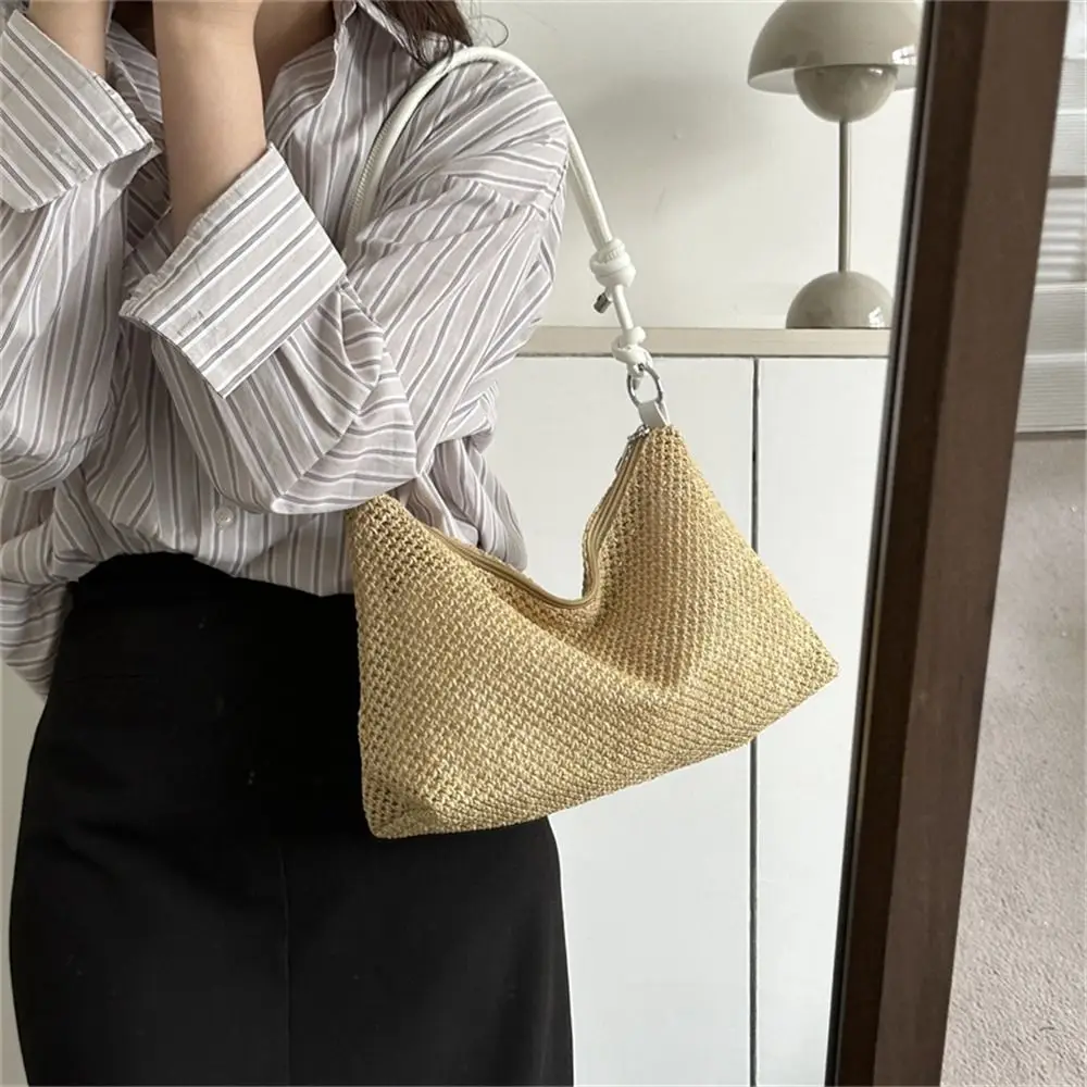 Woven Straw Bag Fashion Large Capacity Handmade Braid Shoulder Bag Rattan Tote Bag Summer Beach