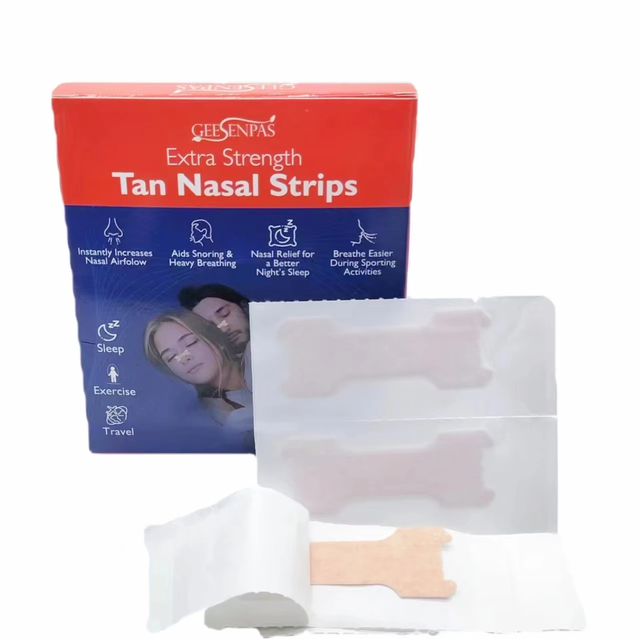 

30pcs/Box Extra Strength Tan Nasal Strips Stop Snoring Patch Better Breath To Not Snore Sleep Snoring-prevention