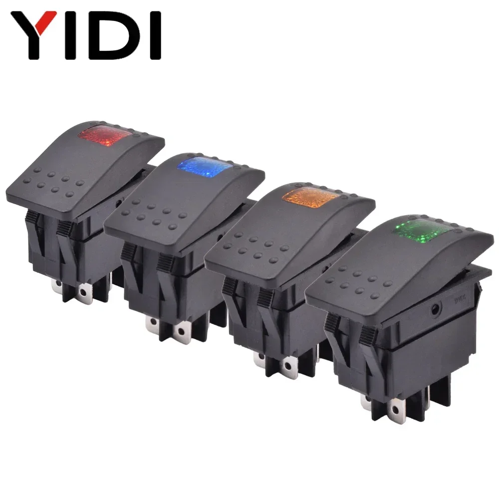 5pcs 12V 220V Waterproof Car Boat Marine Toggle Rocker Switch DPST 4pin On Off Illuminated LED Light Lamp Bar Button Switch