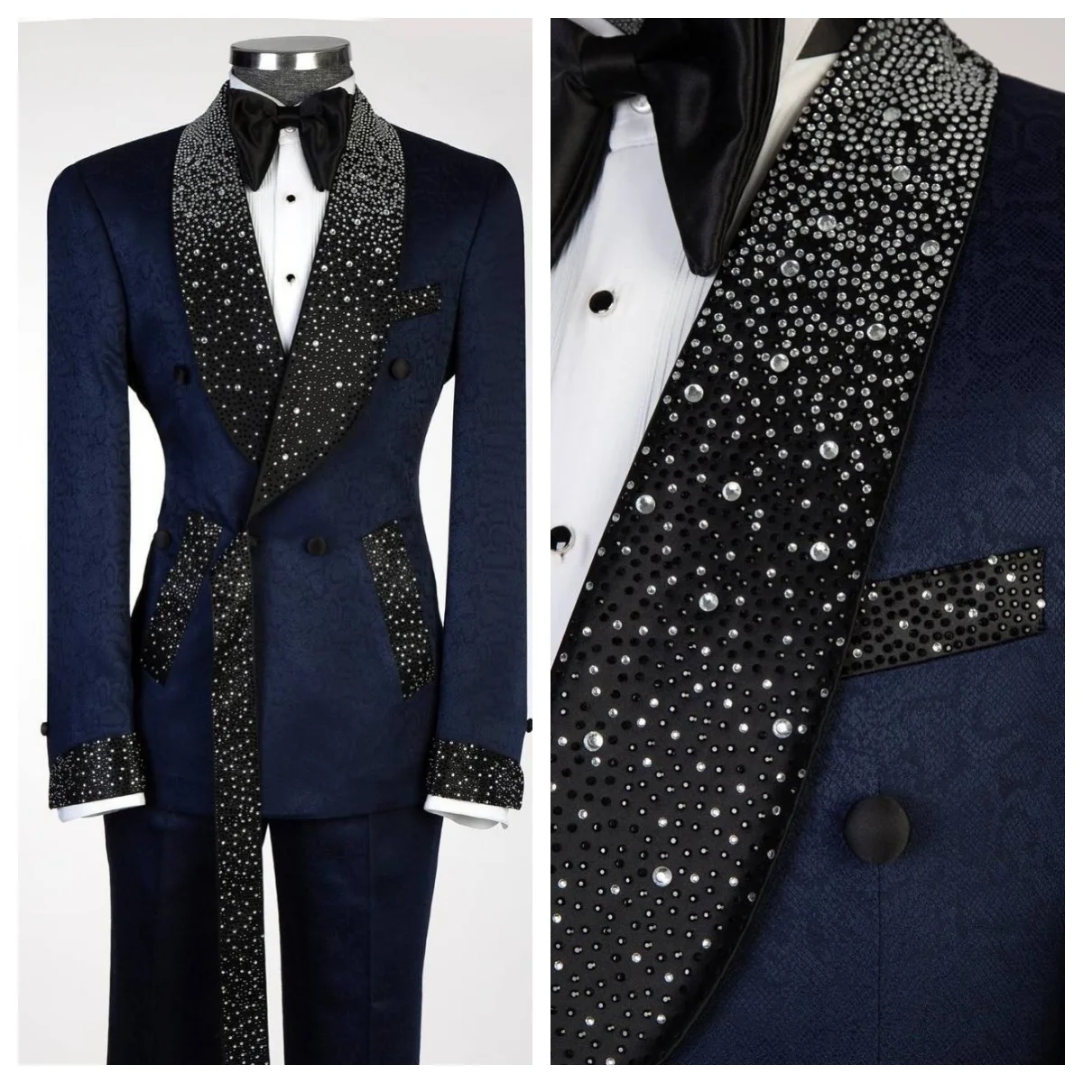 

Модные свадебные костюмы на заказ для мужчин, комплект из 2 предметов, пиджак, брюки, шаль, двубортный, горячая фиксация, деловая офисная одежда по индивидуальному заказу