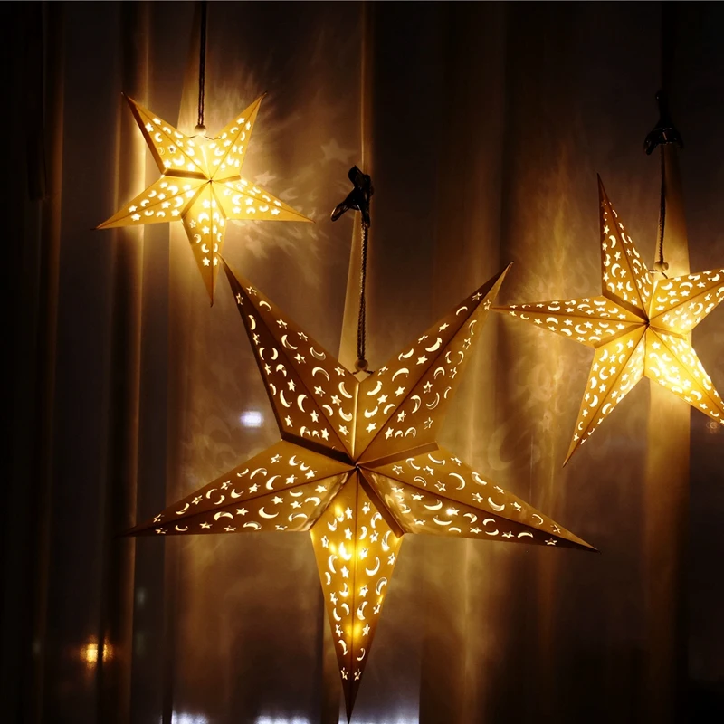 Colgante de estrella hueca de 30-75cm, decoración navideña de Ramadán Eid Mubarak, decoración de fiesta musulmana islámica, regalo de Ramadán Kareem 2024