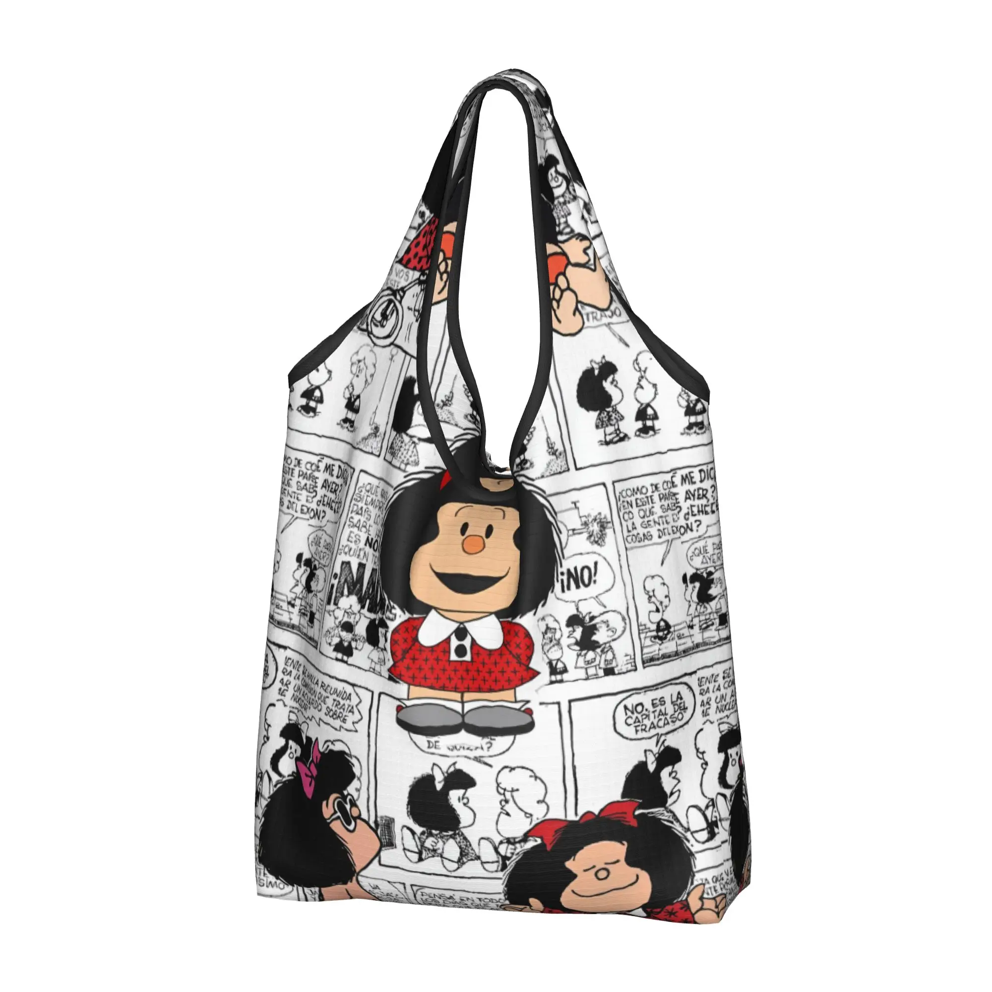 Reusable M-Mafaldas Manga Comics Shopping Bag Women Tote Bag Portable  Grocery Shopper Bags