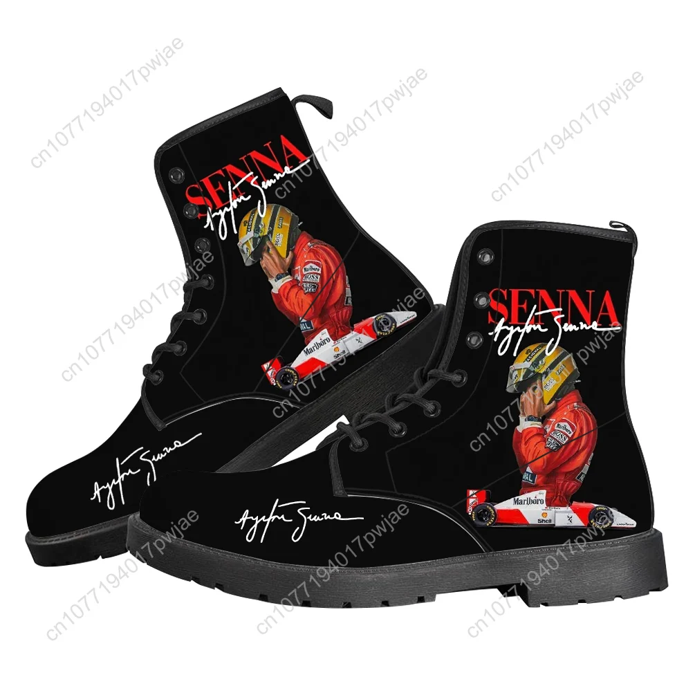Ayrton Senna racing graphics Casual Boots Mens Womens Teenager Shoes Fashion 3D Boot Outdoor High Quality Customize Made Shoe