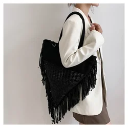 Casual Tote Bags for Women 2023 New Tassel Big Shoulder Bag Ladies Diamonds Fashion Luxury High Quality Women's Party Bag