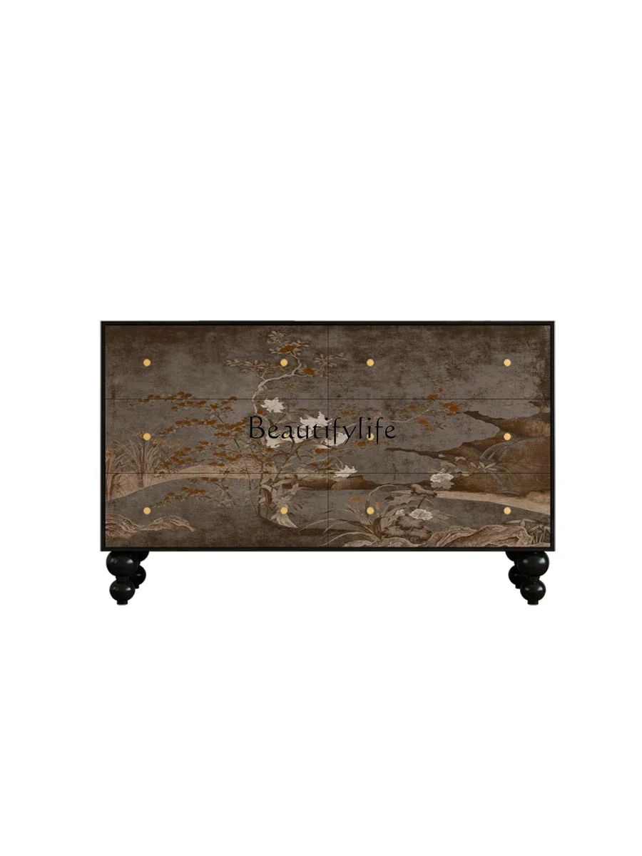 

LD33New Chinese Chinese Style Storage Solid Wood Porch Six Buckets Tailstock Storage Cabinet