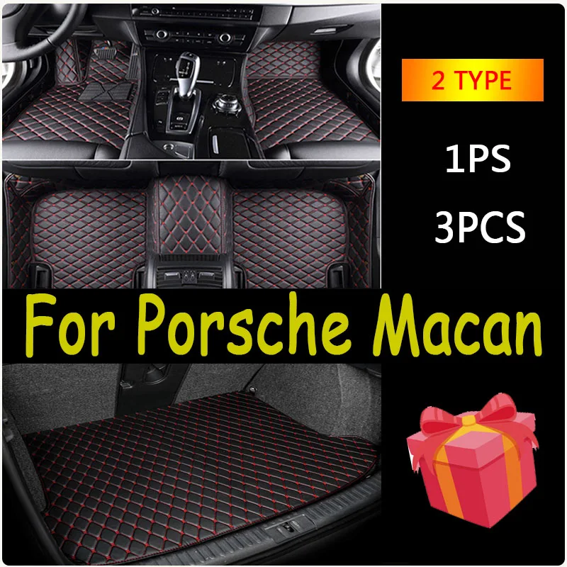 Car Floor Mats For Porsche Macan 95B 2018 2017 2016 2015 2014 Leather Car Mats Full Set Tapis Voiture Car Accessories Interior