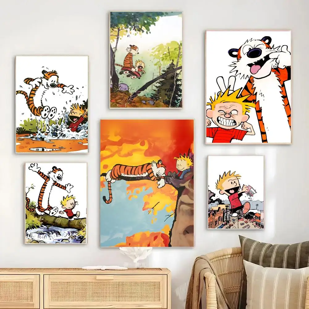 Anime C-Calvin And Hobbes Painting Calligraphy High-Definition With Textured Finish Modern Style For Hallway Wall Art Decor