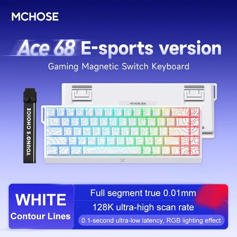 

Оригинальная проводная игровая клавиатура MCHOSE ACE60 ACE68 RGB с магнитным переключателем, 8K, задержка 0,1 мс, быстрый триггер с возможностью горячей замены