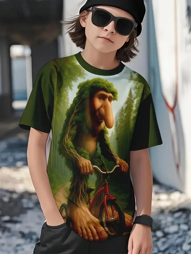 

Итальянская футболка Brainrot для мальчиков и девочек Tung Tung Sahur, забавные футболки с 3D принтом, новые летние повседневные модные трендовые детские одежды, топ