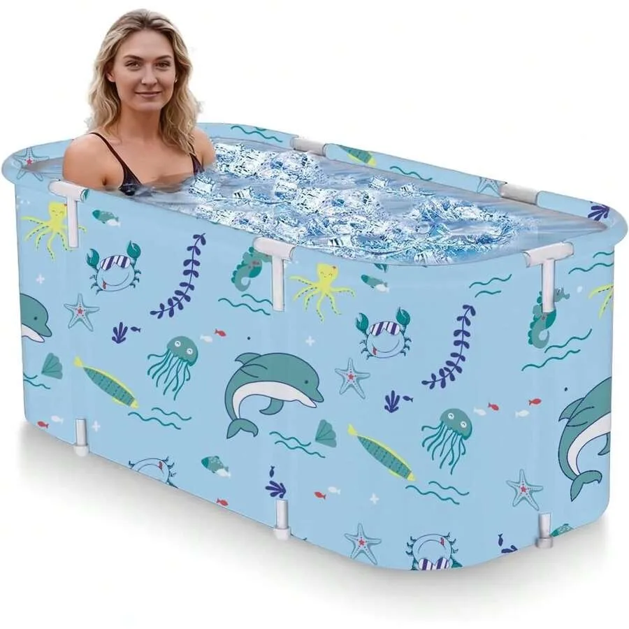 

Portable Foldable Bathtub For Adults, No Installation Collapsible Soaking Tub For Shower Stall, Large Standing Plunge Bath Stat