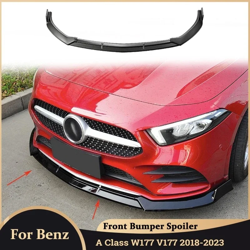Front Lip Bumper Blade Guard Protector for Mercedes Benz A Class W177 V177 2018-2023 Front Lower Spoiler Spoiler Diffuser Trim