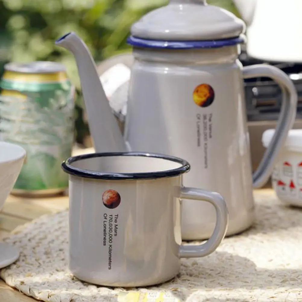 

Handled Enamel Coffee Pot Professional Household Water Kettle Smooth Surface Easy to Clean Suitable for Home Restaurant Coffee