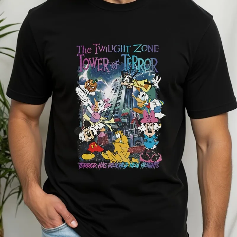 

Мужская футболка Disney Twilight Zone с Микки и друзьями Tower, новое летнее модное мужское и женское уличное платье для пар