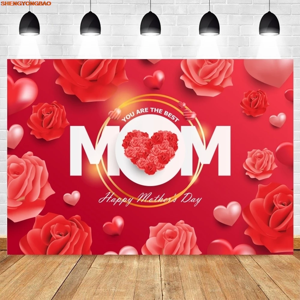 عيد الأم السعيد التصوير خلفية الزهور الحب القلب أفضل أمي عيد الأم ديكور حفلة التصوير الفوتوغرافي خلفية راية الدعامة