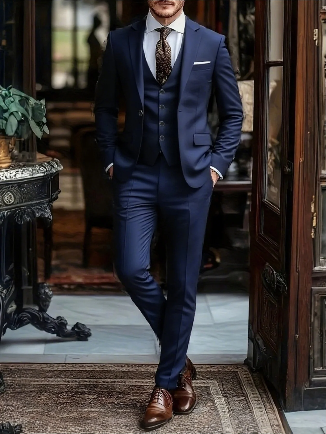 Mens Formal Look - Men's Tailored Look 3-Piece Suit Single
