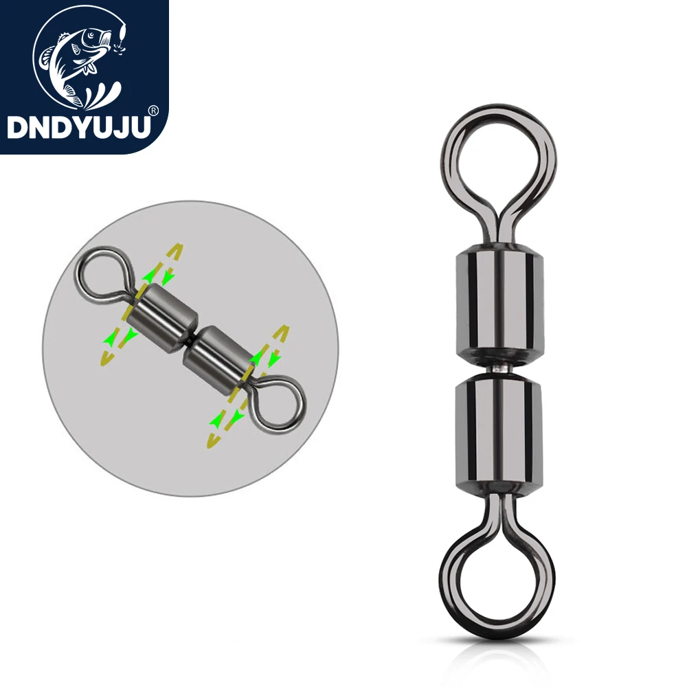 DNDYUJU 10Pcs Fishing Swivel Solid Connector High Speed Double Ball Bearing Snap Fishing Swivels Rolling Stainless Steel Bead