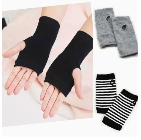 Winter Women Short Fingerless Gloves Knitted Half-finger Gloves Short Student Mitten Men's Fashion Anime Cosplay Accessory