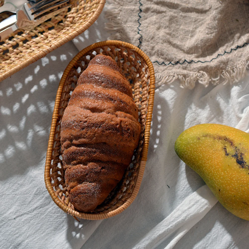 

1Pcs Rattan Towel Tray Basket Autumn Handmade Khaki Tableware Organizer Storage Holder for Kitchen Bathroom Dining Room