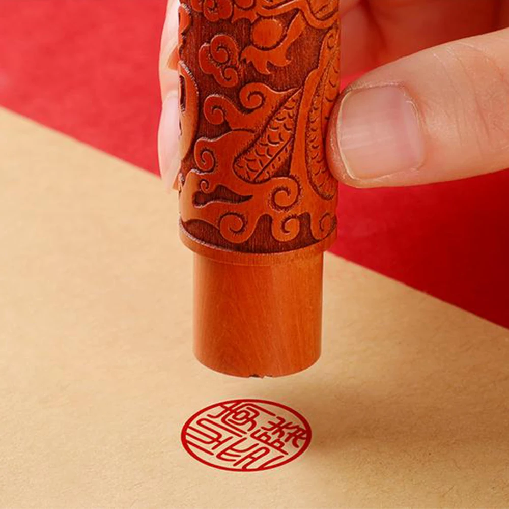 Wood Stamp for Chinese Zodiac Engraved Custom Name Stamp For Children Cloth Bag Calligraphy Stamp Signature Gifts
