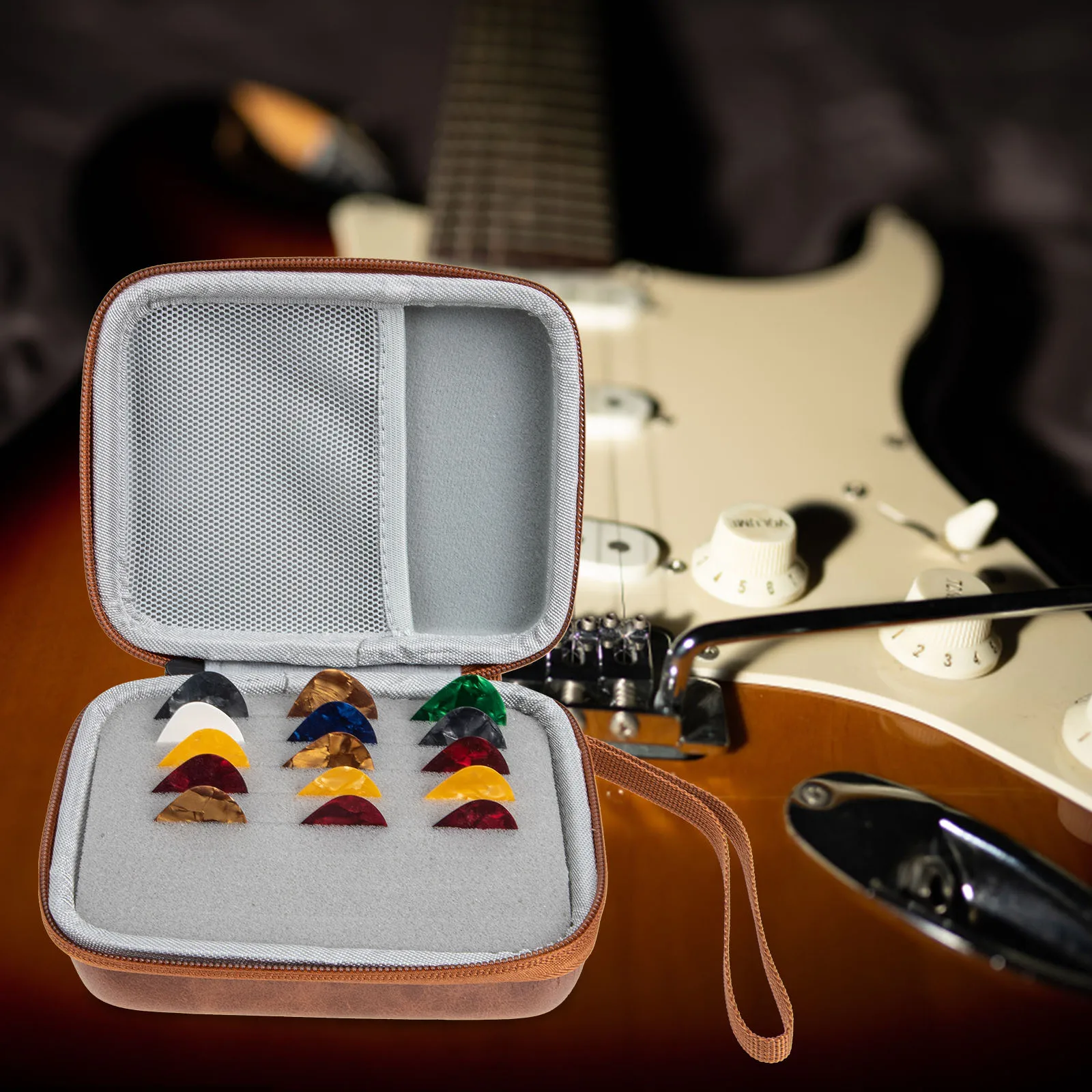 Púa para guitarra acústica, púas gruesas, soporte portátil, accesorios, púas