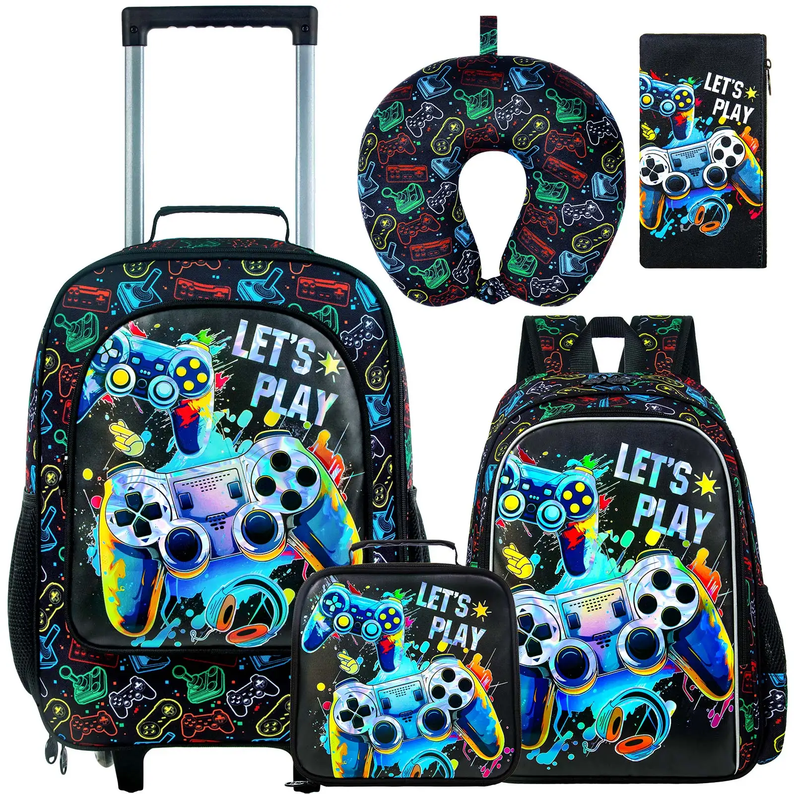 

5pcs Kids Luggage for Boys Girls, Cute Rolling Wheels Suitcase for Toddler, Children Travel Carry on Suitcase