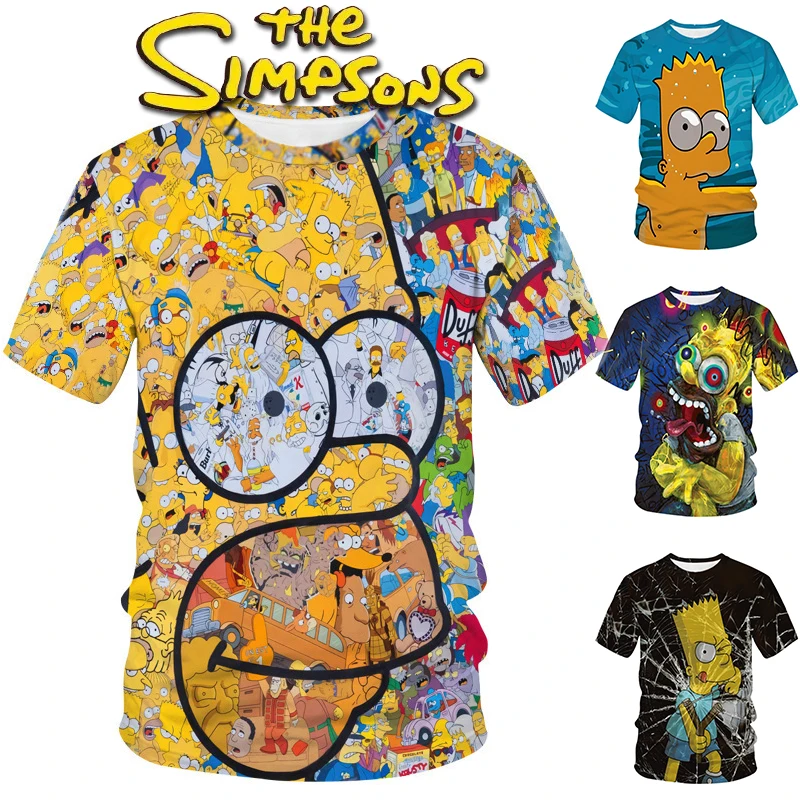 Disney The Simpsons Short-sleeved T-shirt Fashion Creative Men Outdoor Sports Short-sleeved Top Anime Neighborhood Women Clothes