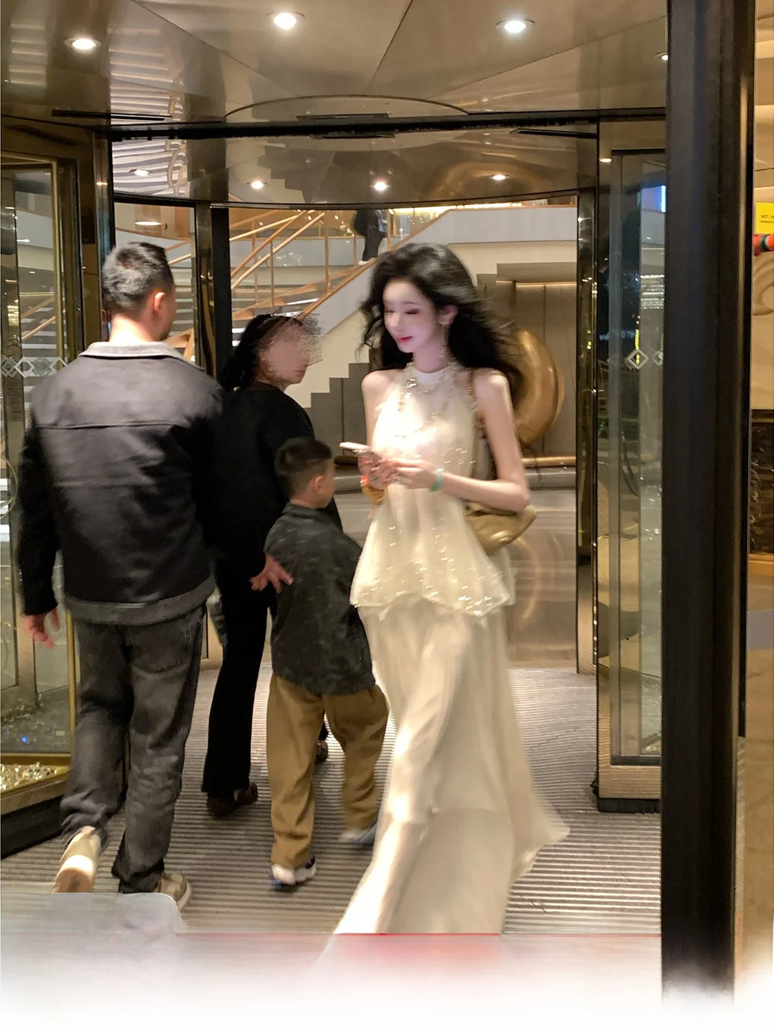 Syqiao Women's Frock Top round Neck A-Line Skirt Design Sleeveless Gown with Pleated Detail Hanging Neck Style Polyester Fiber