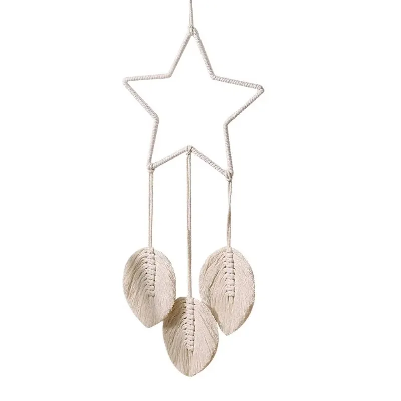 Boho Star Decorazione da parete per la casa Corda di cotone fatta a mano Asilo nido per bambini Decorazioni per la camera dei bambini Acchiappasogni Ornamenti Regalo artigianale