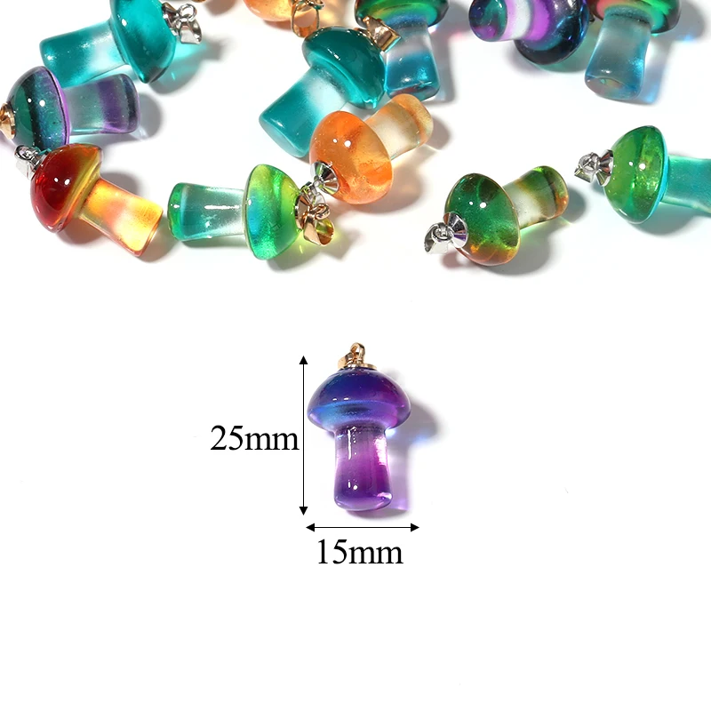 2pcs/Lot 22x16mm Lampwork Mushroom Pendants Colorful Glass Charms Pendant For Jewelry Making DIY Necklace Bracelet  Accessories