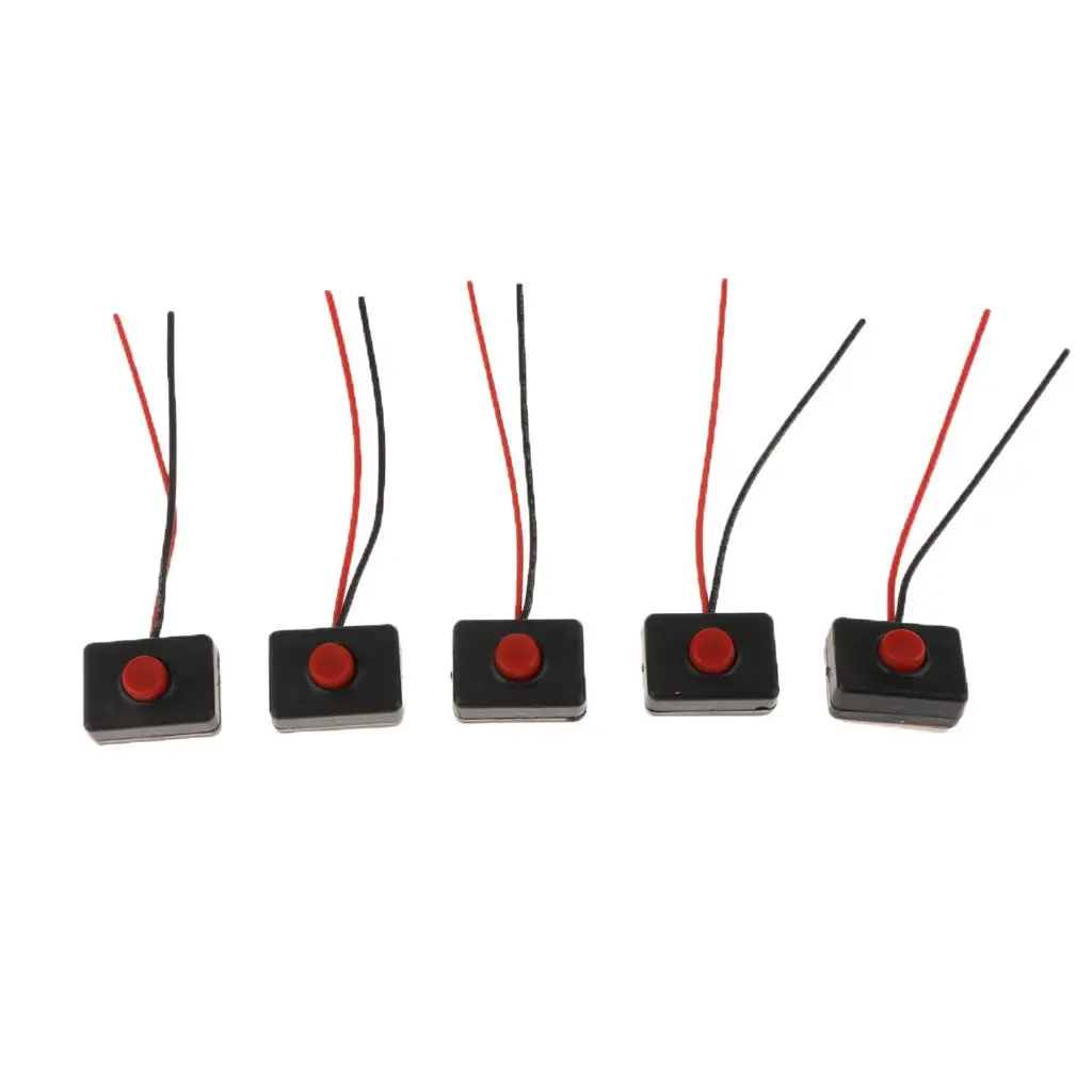 5 Pieces 12V-24V Car Horn Momentary Self Reset Push Button Switch with 2 Wire