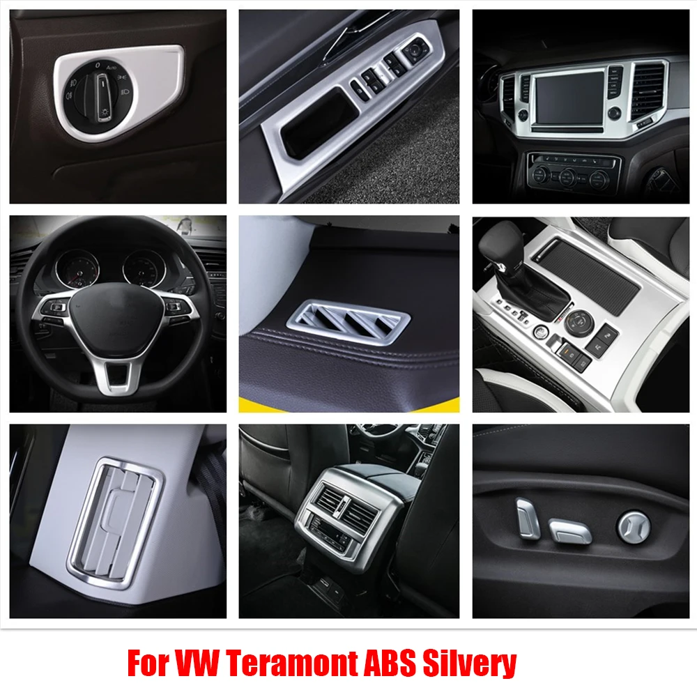 

For Volkswagen Teramont Atlas 2017-2020 Silver Accessories Air AC Outlet Vent Window Switch Gear Shift Cover Trim Interior Kit