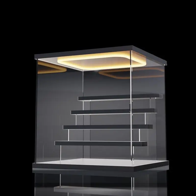 

Lighting Acrylic Transparent Dust-proof Storage Box With Layer Panel Animation Figurine Lego Model Building Blocks Cintainer Bin