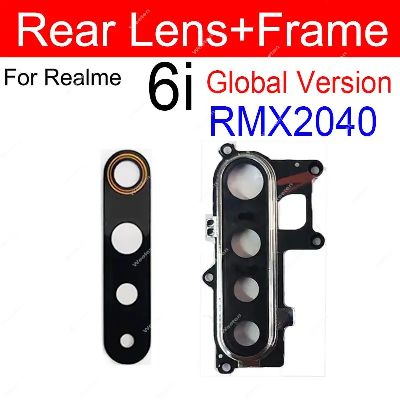 Back Camera Glass Lens Cover For Realme 6 6Pro 6i 7 Pro 7i 8 8i 5G Rear Camera Lens with Frame Ring Holder Parts