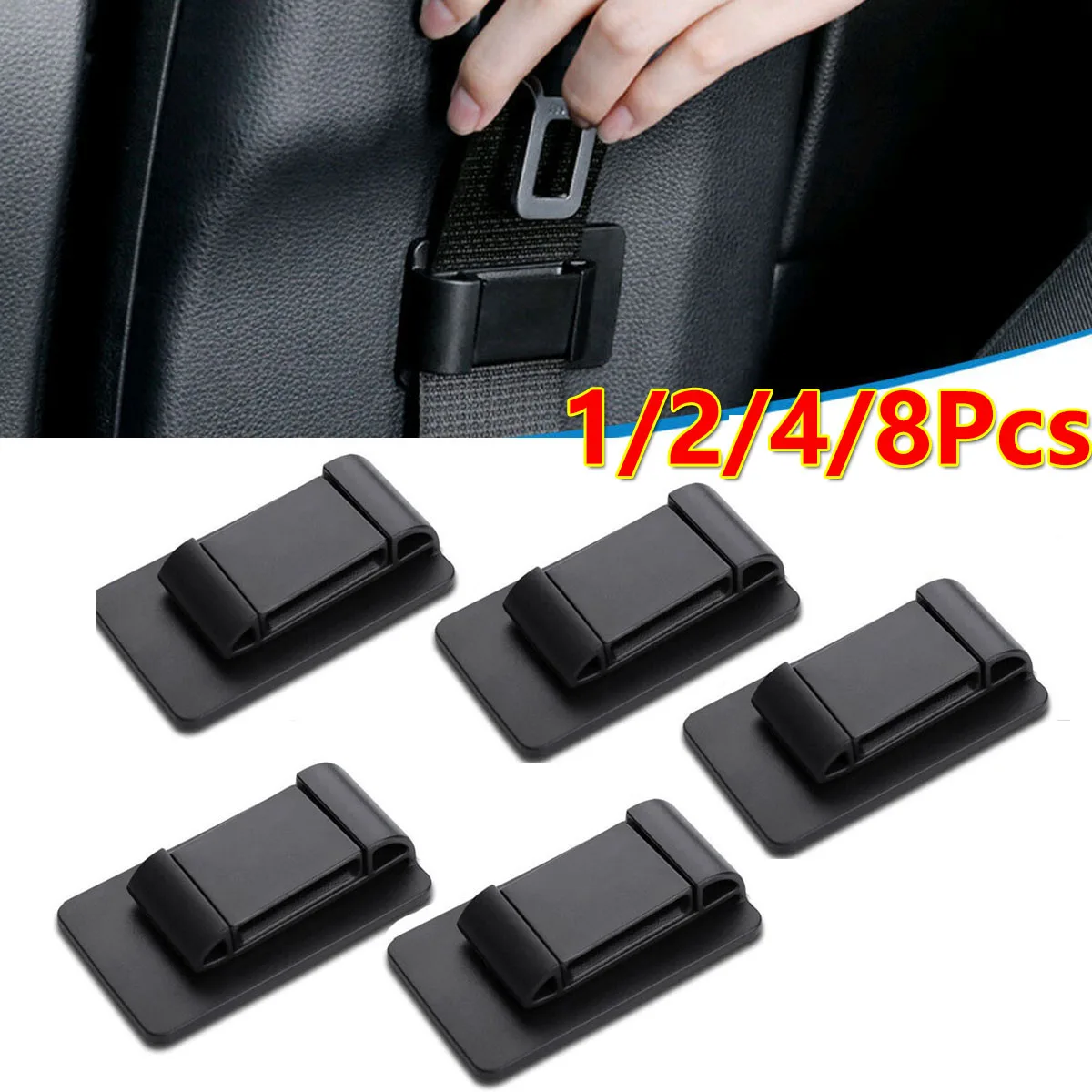 

1/2/4/8Pc Universal Black Car Seat Belt Stabilizer Limiter Auto Interior Accessory Car Seat Belt Limiters Safety Belt Fixed Clip