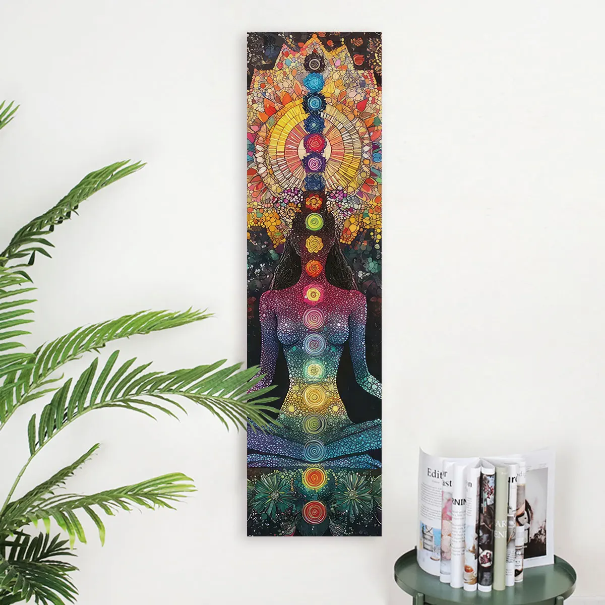 Bohemian Chakra Meditation Vertical Tapestry Colorful Mandala Rainbow Tapestry Wall Hanging For Living Room Aesthetic Tapestry