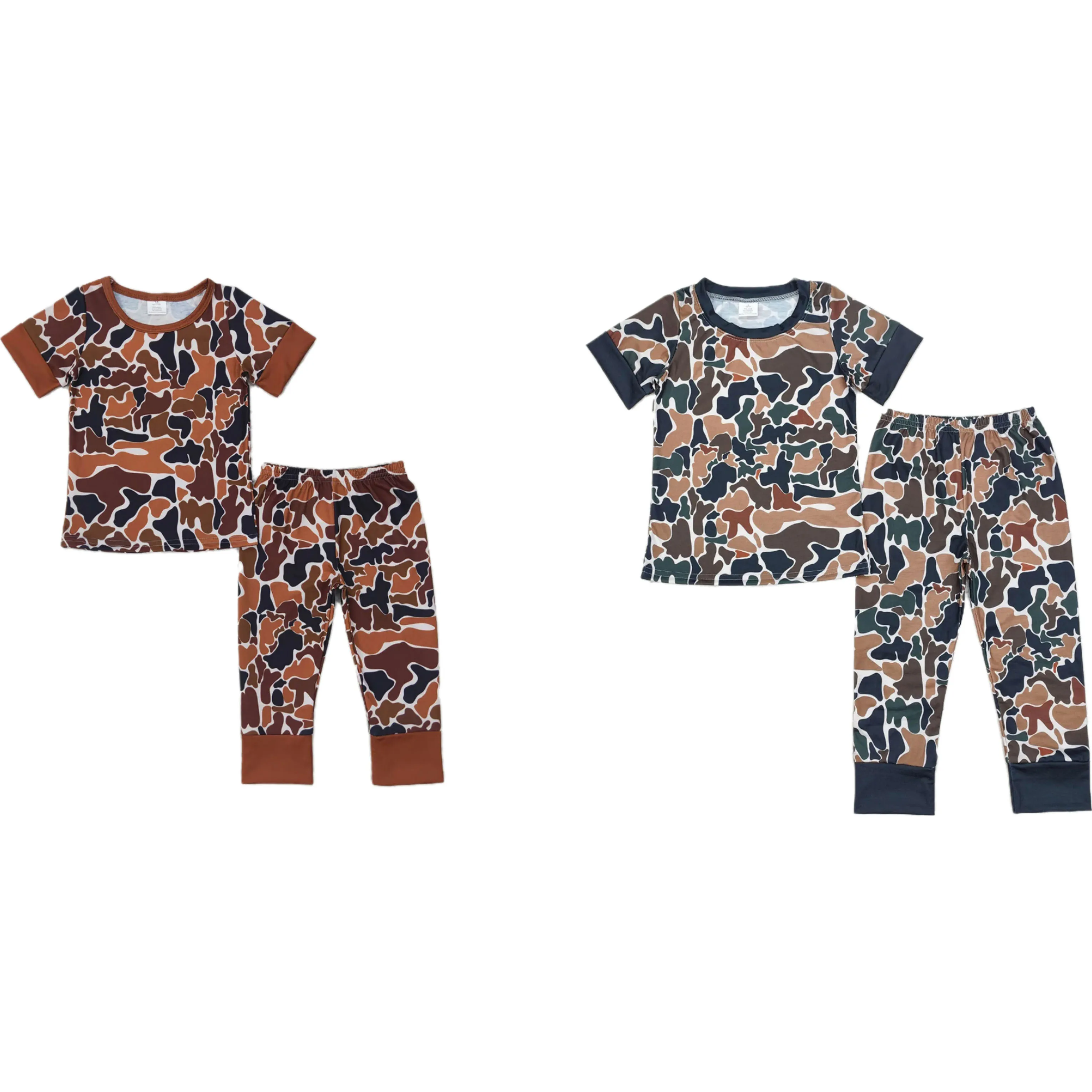 Wholesale Baby Boy Short Sleeves Shirt Pants Bamboo Sleepwear Set Infant Pajamas Brown Camo Outfit Children Nightclothes Clothes