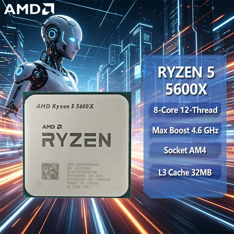 

AMD Ryzen 5 5600X AMD R5 5600X CPU 6-Core 12-Thread 4.6GHz Unlocked Desktop Processor Socket AM4 Gaming CPU Without Package