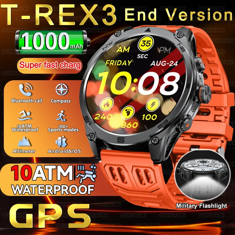 

1000mAh Battery Fast charg Outdoors Smart Watch Men 1.75'' Screen 10ATM Waterproof Global GPS Sports Smart Call Watch For xiaomi