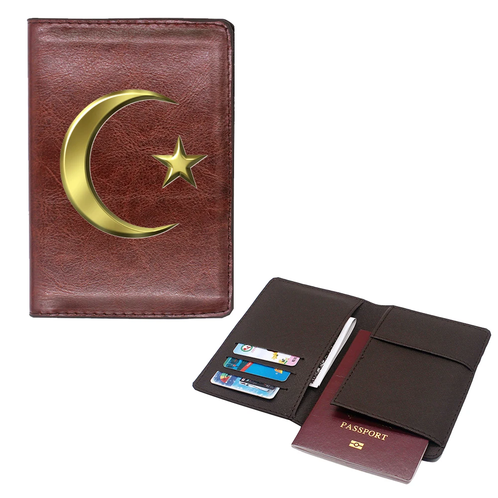 New arrivals Crescent Moon star passport Cover Men Women Leather Slim ID Card Travel Holder Pocket Wallet Purse Money Case