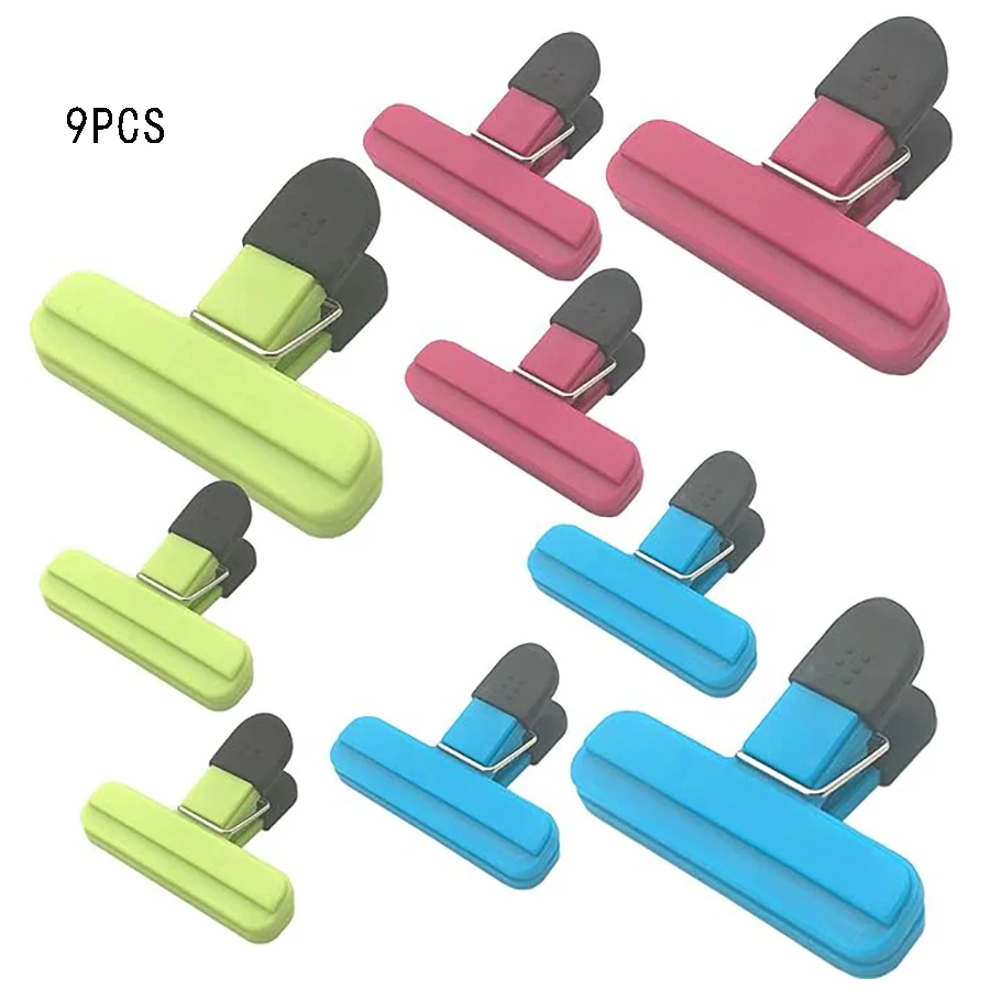 9 Pcs Various Sizes Grocery Bag Clip Plastic Heavy Duty Closure Handle, Plastic Closure Clip Food Fresh Plastic Bags