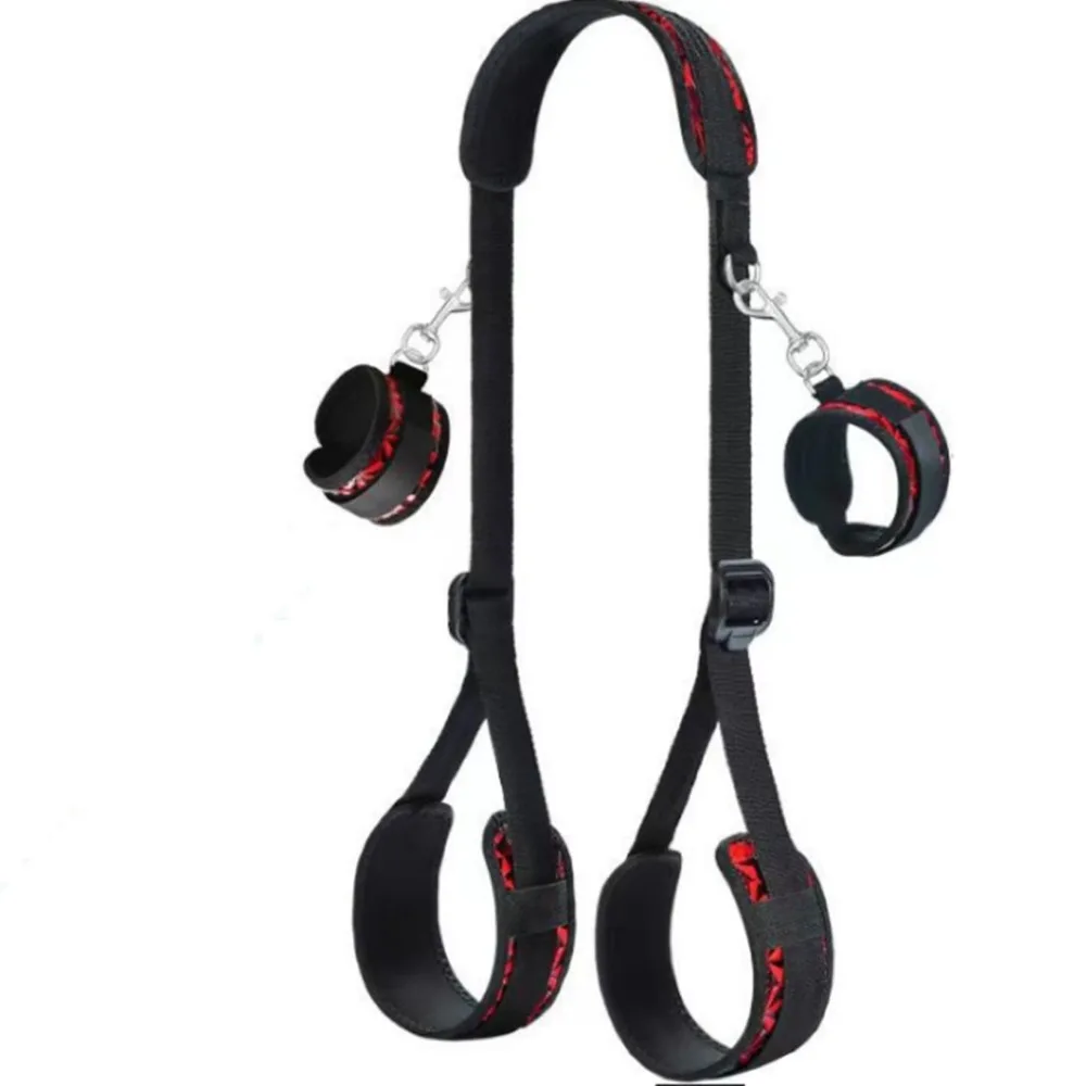 Adjustable Neck Support Sling With Detachable Handcuffs Leg Cuffs Soft PU Padded Couple Intimate Position Assist Strap Toy