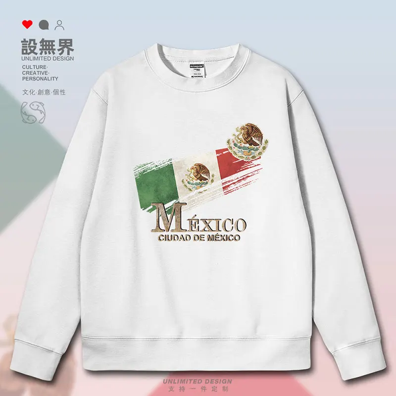 The Mexican flag symbolizes national retro mens hoodies men pullovers sports sweatshirt white clothing autumn winter clothes