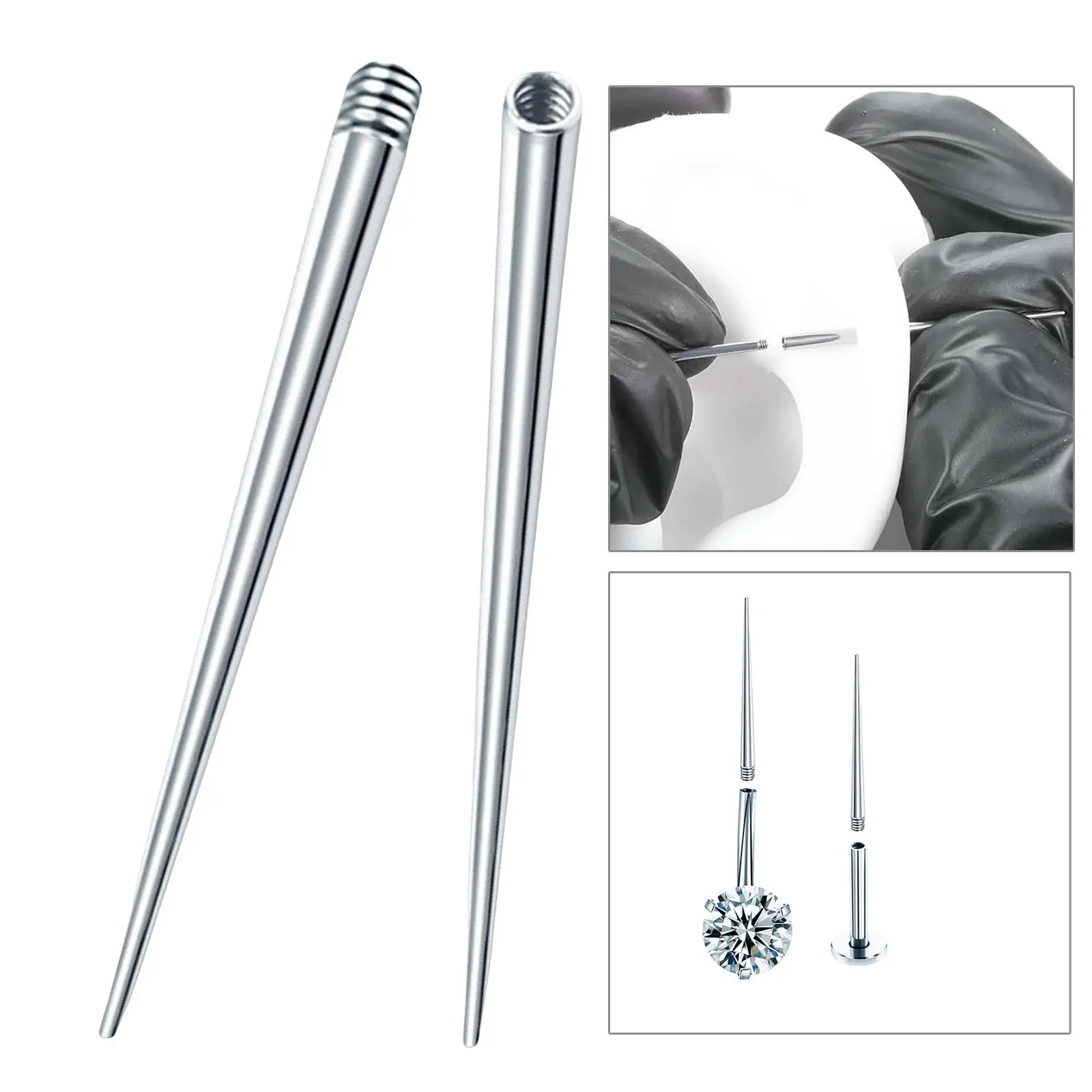 

2xРезьбовой конус для инструмента для пирсинга ювелирных изделий с резьбой из нержавеющей стали для