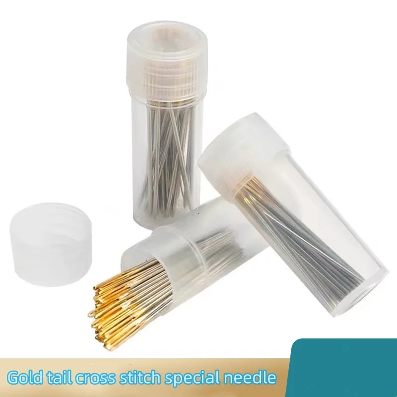 30 PCS Cross Stitch Needles Gold Tail Needle Blunt Embroidery Needle Cross Stitch Needlework Tools Home DIY Sewing Needles