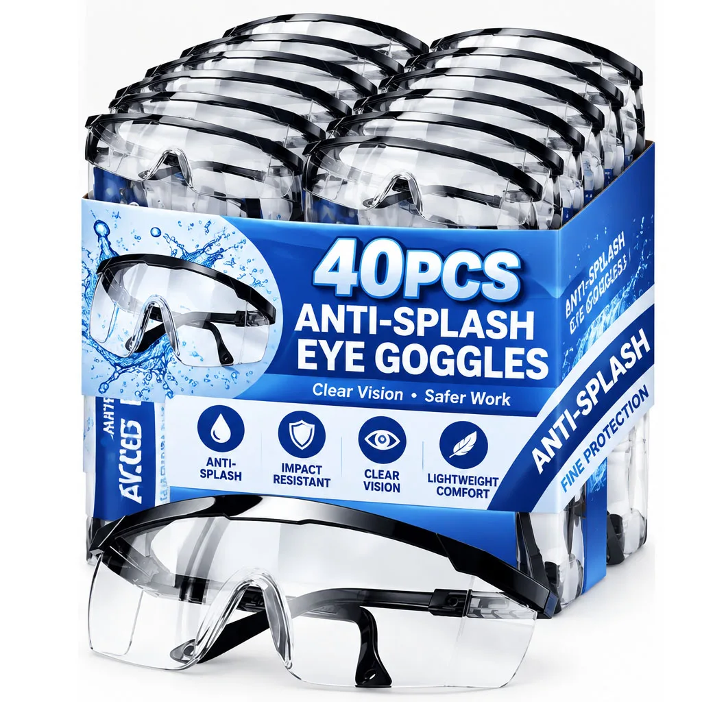 40pcs Anti-Splash Eye Work Safety Goggles Windproof Dustproof Protective Glasses Protective Glasses for Working Dust Eyeglasses