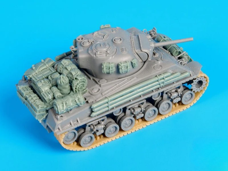 Modelo de resina fundida em escala 1/72, kit montado m4a3 105mm hvss, conjunto de acessórios (sem tanque), desmontado e sem pintura