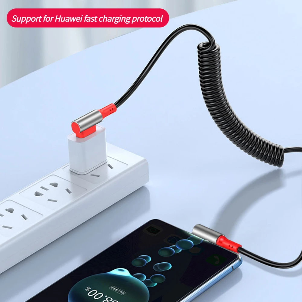 كابل نابض USB من النوع C للهاتف المحمول ، شحن سريع ، سلك بيانات للآيفون ، وهواوي ، و xiao 12 Pro ، و Poco F3 ، و X4 ، و GT ، و Oneplus 10 ، و Realme ، و 5A